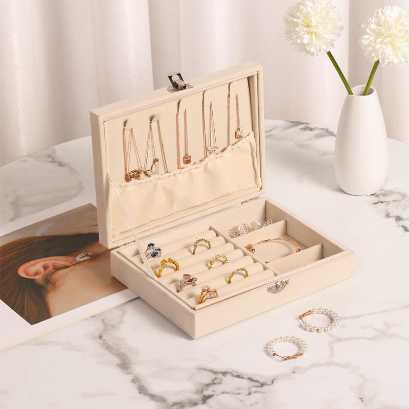 Dustproof Jewelry Display Box Tough Ring Necklace Earrings Brooch Box Flip Top Jewelry Box Compact For Bedroom Gift Jewelry