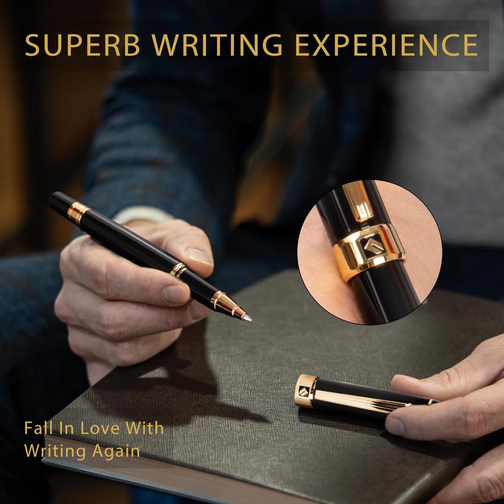Kulepenn Kvinner 24K gull ferdig fantastisk Luksuspenn Schmidt Ink Best Rollerball Pen Gavesett for Premium Bursdagsgave Gave Lakk med 24