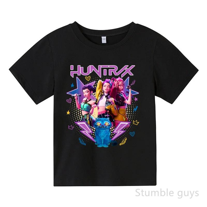 Kids Summer KPop Demon Hunters T-shirt Huntrix Anime Tshirt Boys Clothes Girls