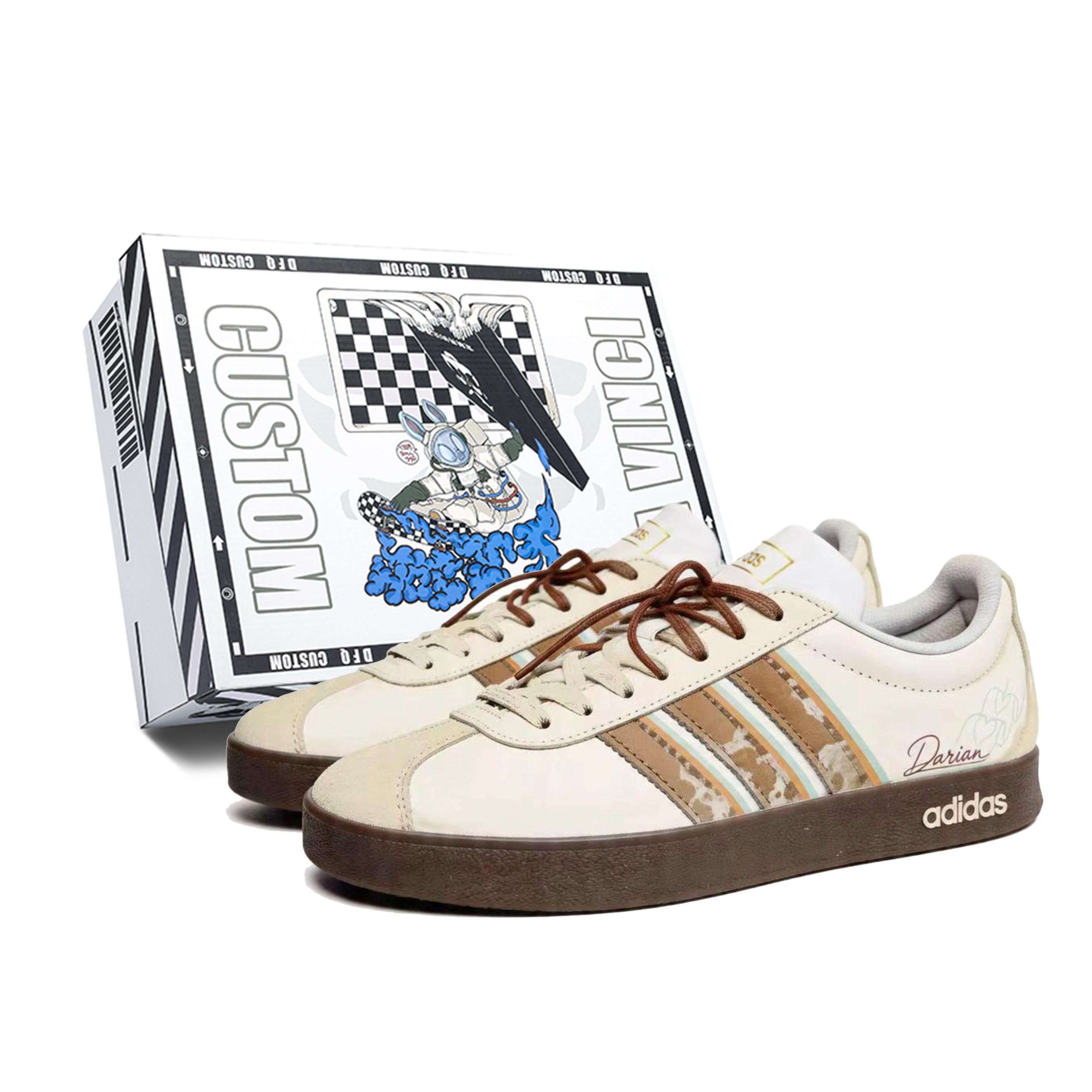 

Adidas Vl Court Classic Seaside Love Letter Box Low top Skateboard Shoes Unisex Yellow JQ2470(TeamM--BOX) 46