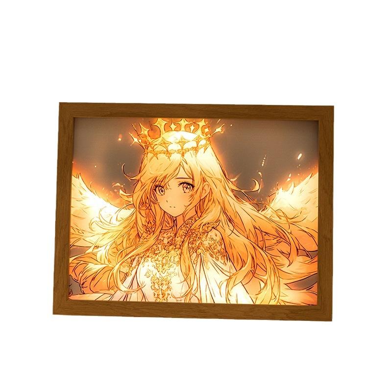 22cm/8.66in Cartoon Anime Figure 3D Light Painting Angel Silvia Creative Photo Led Night Lamp Christmas Gifts Bedroom Decoration