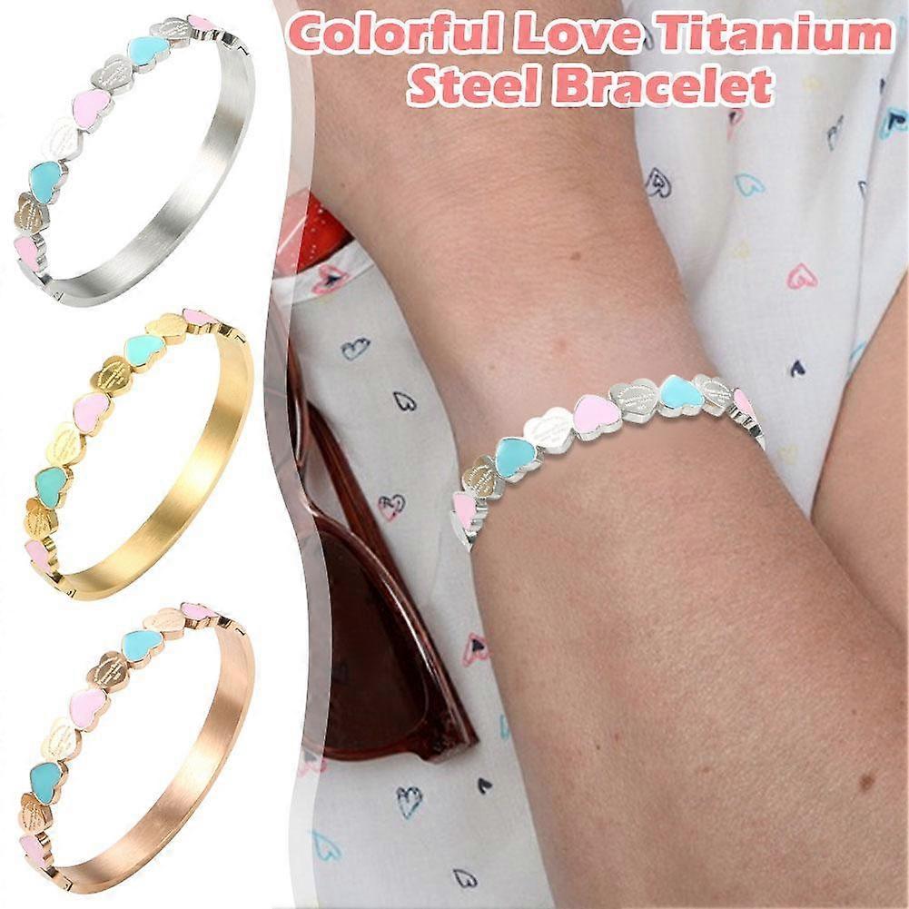 Bracciale Carino a Forma di Cuore d'Amore in Acciaio di Titanio Braccialetti Fortunati da Polso Donna Ragazze