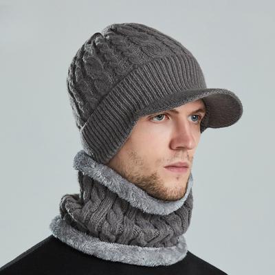 Hat Men's Winter Middle-Aged Men Knitted Hat Winter Earflaps