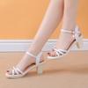 New Women Sandals Summer Versatile Comfort Women Shoe Hollowed Out Simple Retro Thick Heel Sandal Woven Elegant Niche High Heels
