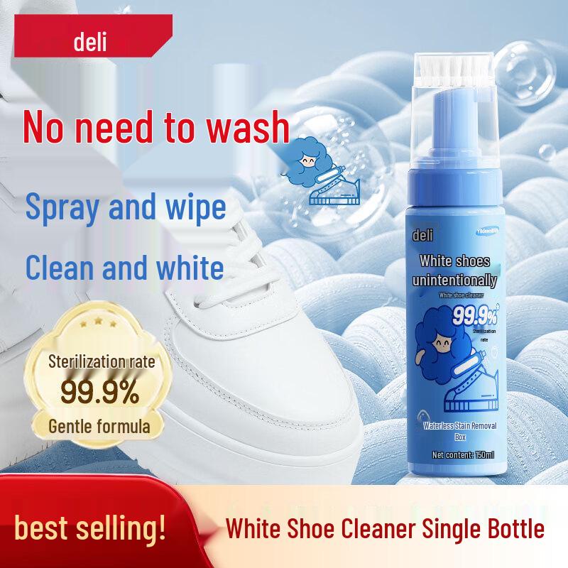 Deli White Shoe Cleaner with Brush (150ml)
