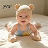Minimalist Baby Outfit Newborn Hat Gloves And Booties Set, Cotton Infant Bear Ears Anti Scratch Care Gift Set Mittens & Foot Protectors for
