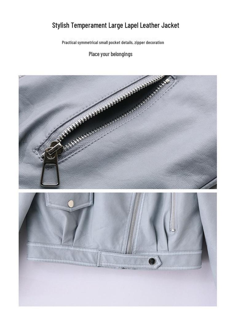 Spring 2025 Women's Slim Fit Korean Motorcycle Leather Jacket - Fashionable, Age-Reducing Casual Outerwear (ZH1176)