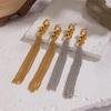 1pair Stainless Steel Rendy 18K Gold Color Chain Tassel Drop Earrings for Women Couples Hypoallergenic Daily Wear Party Layering Jewelry Gifts
