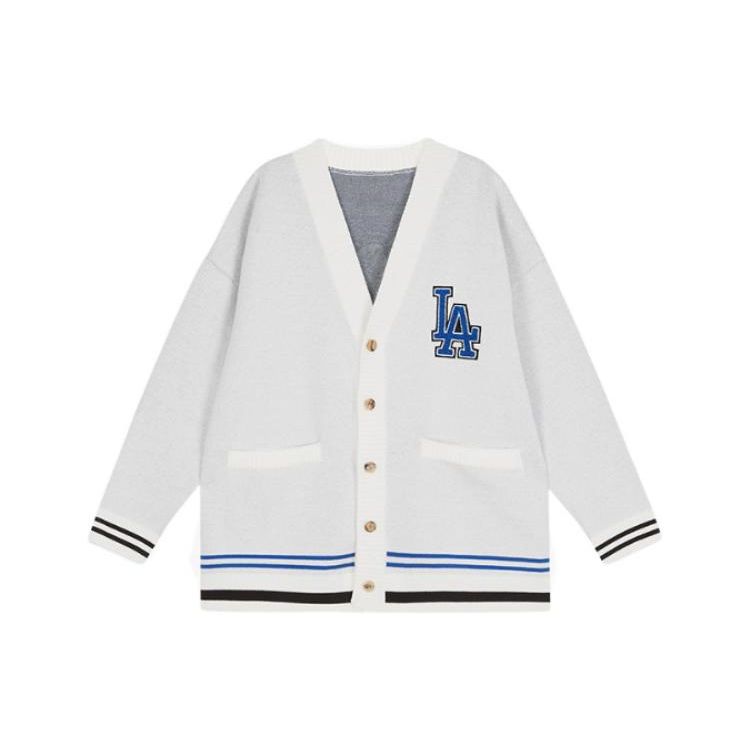 Коллаборация MLB x Disney Лос-Анджелес Доджерс Микки Маус Жаккардовый Свитшот с Цветовыми Блоками Свободной Вязки Унисекс Белый 31KTK1011-07I L gray