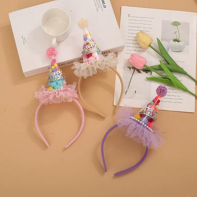Creative Birthday Party Candy Ball Gradient Color Sweet Princess Girls' Plastic Hair Accessories Headband & Hat