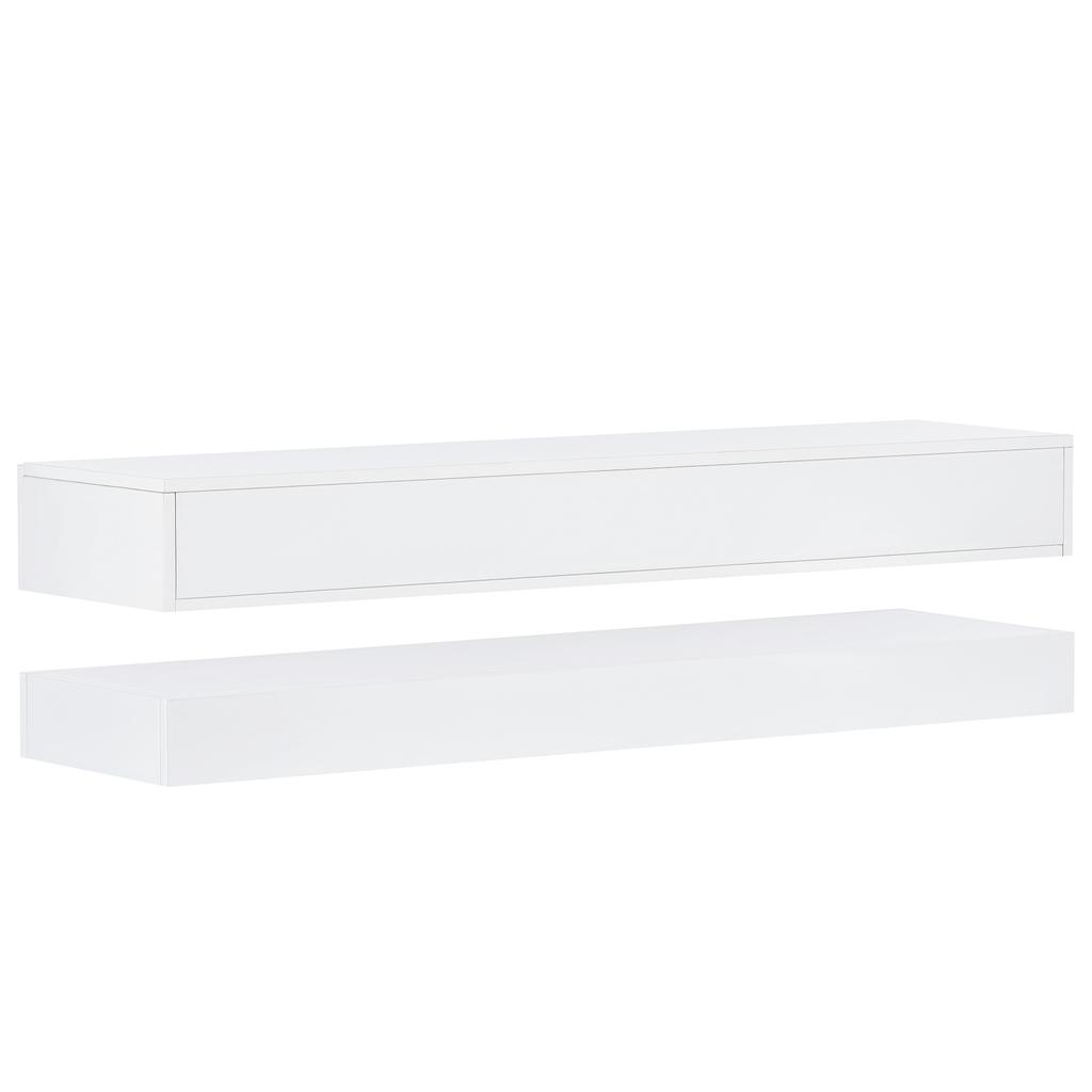 LED TV Lowboard, Wall-Mounted TV Cabinet, Furniture with 2 Cabinets and 4 Large Drawers, LED Lighting Wall Cabinet for up to 55 Inch White 130*33*15cm
