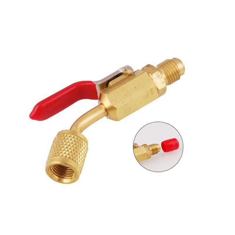 6 Pieces Air Conditioning Refrigerant Angled Compact Ball Valve 1/4 Inch for R410A R134A R12 R22 AC HVAC and R12 R22 To R134A