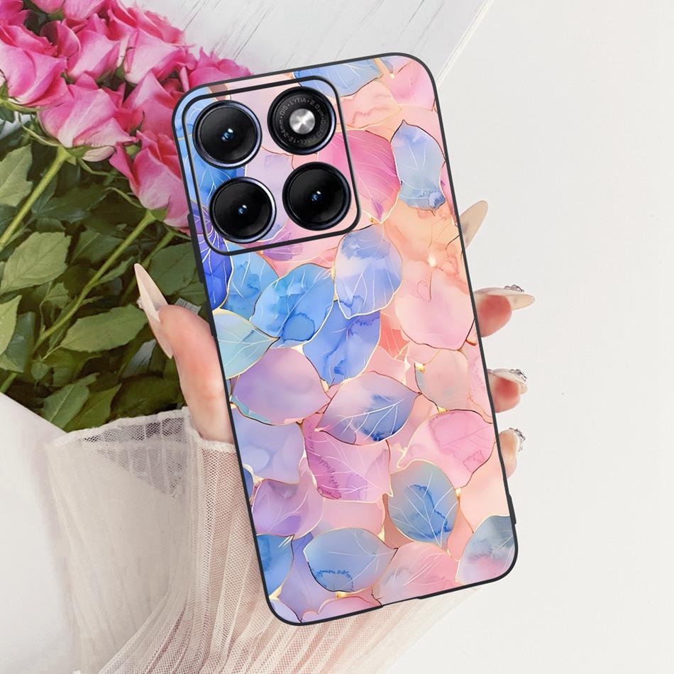 Für Motorola Edge 70 Fusion Niedliche Blume Schmetterling Katze Bemalte Hülle Für Motorola Edge70 Fusion 5G Schwarzes Silikon Weiche Handyhüllen