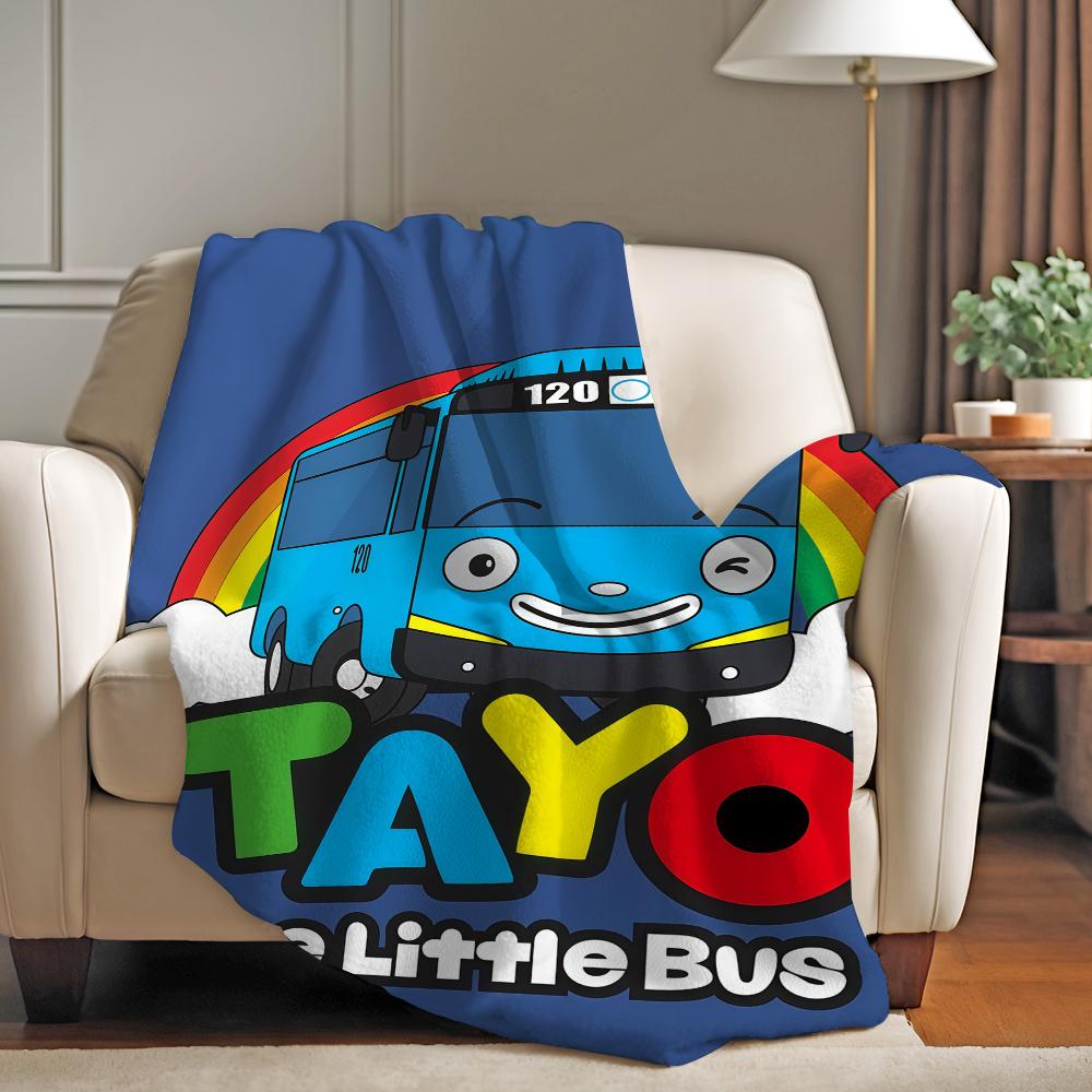 Cartoon car T Tayo the L little Bus Blanket For Sofa Office Bed Plane Travel Sleep Read Relax Camping Soft And Warm