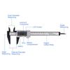Digitaler Messschieber mit extra großem LCD-Bildschirm zum Messen von Tiefenschritten innen und außen (Silber)