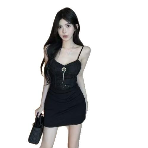 Pure Desire Temperament Advanced Sense Lace Splicing Suspender Dress Female Summer Spice Girl Waist Sexy Hip Skirt