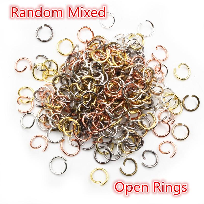 200 piezas 3/4/5/6/7/8/10 mm Metal DIY Componentes para Joyería Anillas de Salto Simples Cerradas/Abiertas y Anilla Dividida para hacer joyería