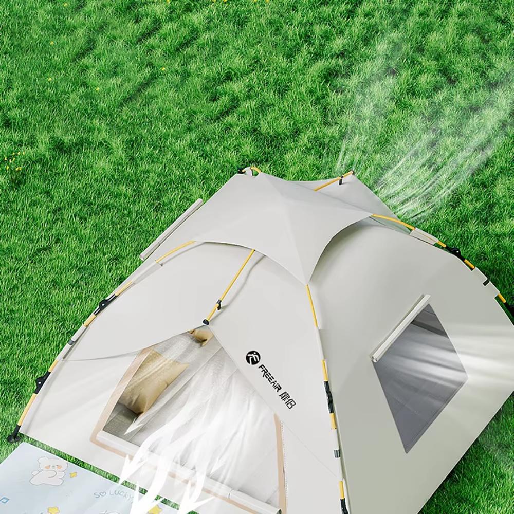 3-4 Double Automatic Pop-Up Tent with Fiberglass Poles Square Oxford Cloth Camping Shelter Quick Setup 3-Second Design