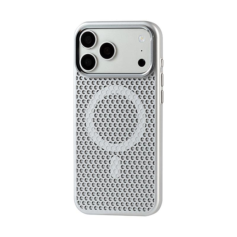 

Hardware Lens Frame Magnetic For Magsafe Case For iPhone 17 Air 16 15 14 13 Pro Max Honeycomb Heat Dissipation Shockproof Cover iPhone 12 серебряный