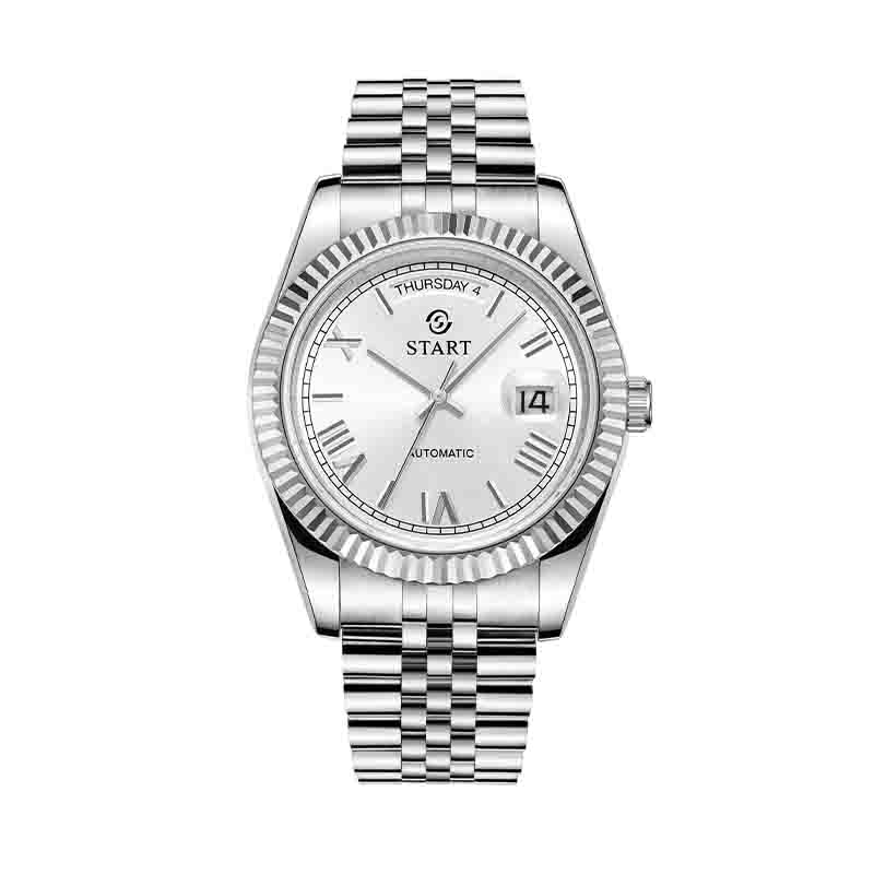 Start Ceas Bărbați Impermeabil Ceas Mecanic Automatic Cadran Numeral Roman Ceas Metal Data Funcție Săptămâna