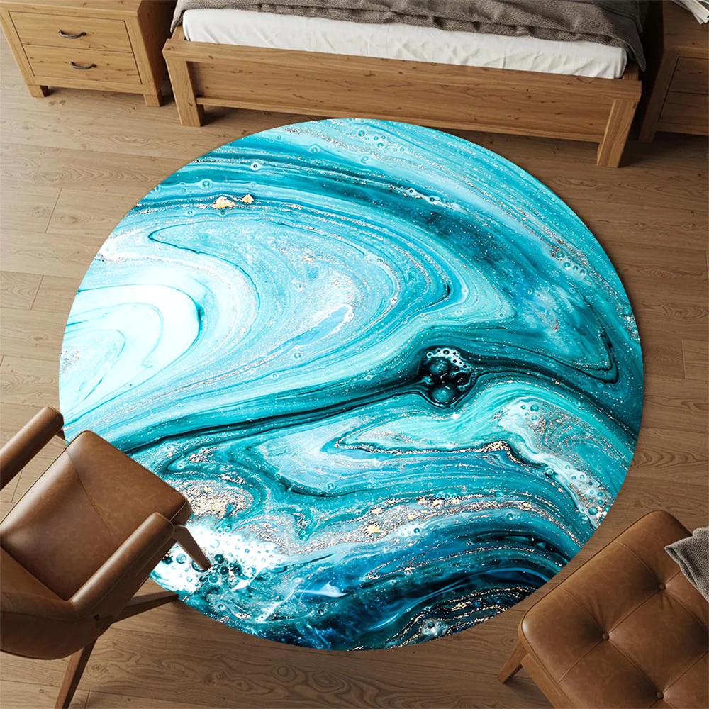 1pc Marble Texture Round Chair mat Area Rug - Non-Slip, Floor Mat for Office, Bedroom, and Indoor Decor c1118229