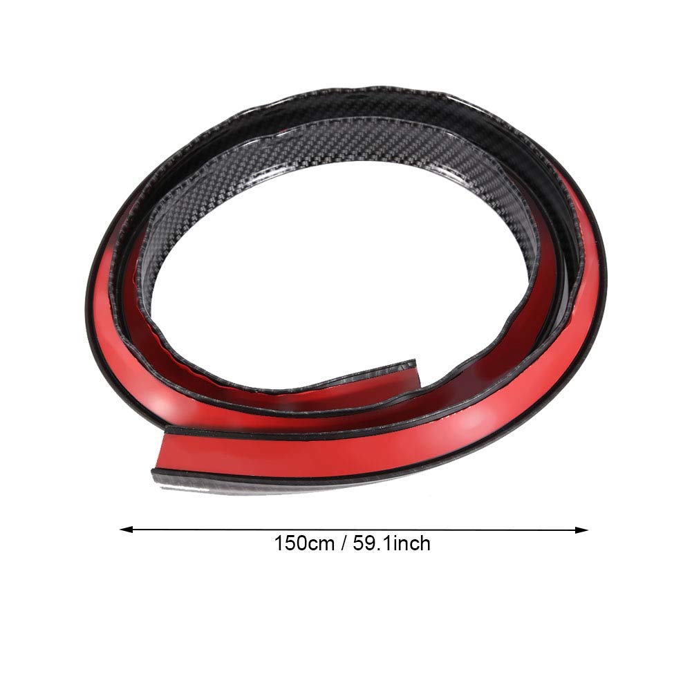 Fender Molding, Overfender Arch, Rubber, Flush Mount, Scratch-Resistant, Universal Auto Part, 1.5m, Mudguard, Carbon Fiber Pattern, Black