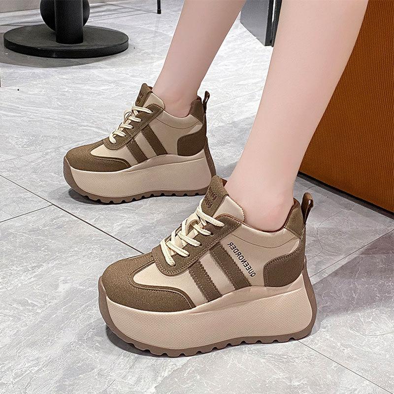 Versatile thick-soled heightening small casual sports shoes ins spring new dad shoes women