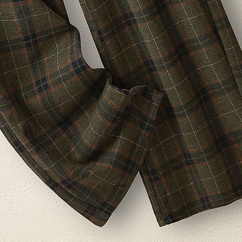 Sibaishe Damen Retro-Karohose mit elastischem Bund und weitem Bein