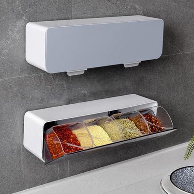 Seasoning Box with Lid Large Capacity Dustproof Waterproof Wall-Mounted Salt Pepper Box Spice Jar with Spoon Set