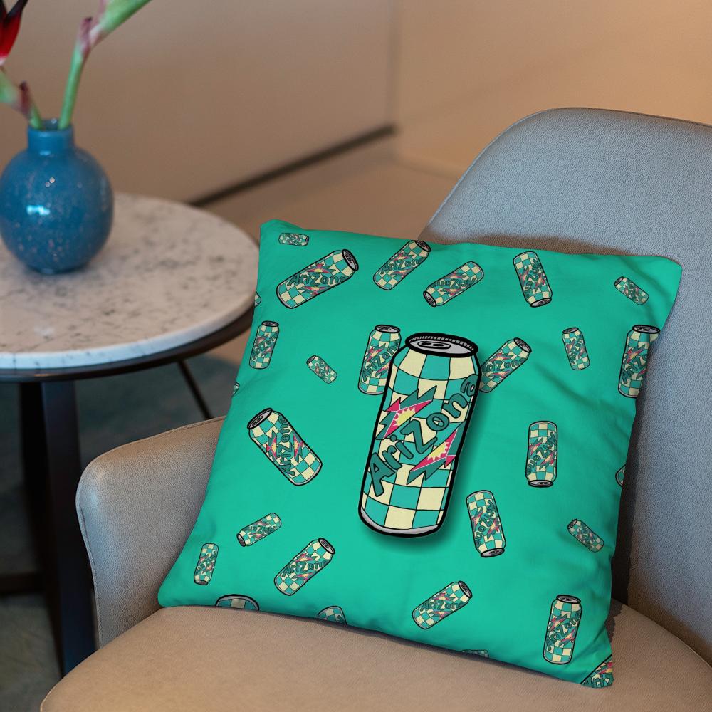 Эстетичная Наволочка для Подушки Vaporwave Arizona Iced Tea 2-в-1 Двусторонняя Плюшевая Наволочка | Автомобиль/Диван/Кровать | Идеальный Подарок 12x12Inch