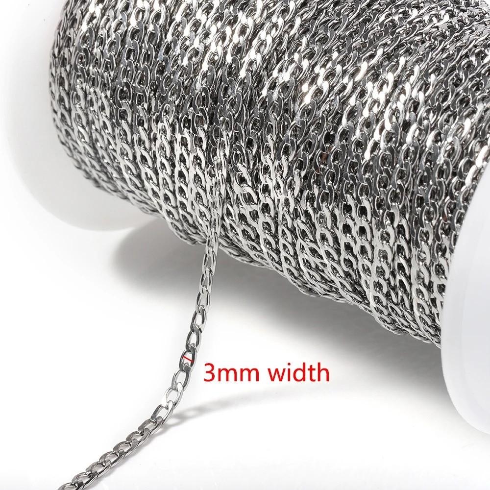 3-7mm Thickness Stainless Steel Chain Flat Chain Jewelry Making Accessory for Punk Jewelry Making