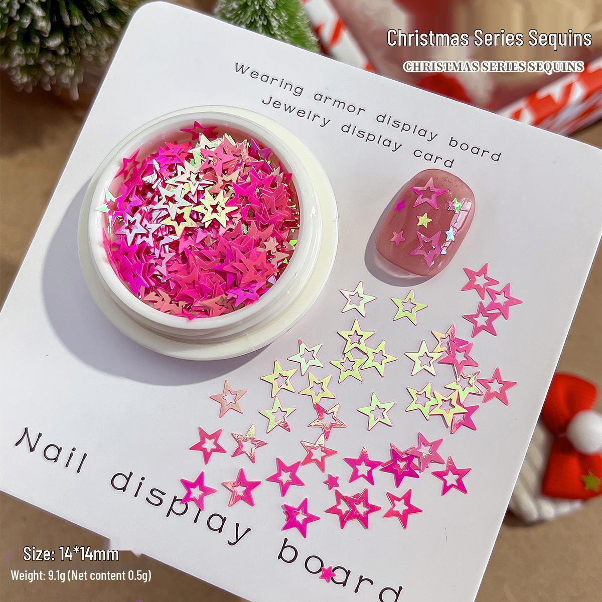 Festive Glitter Nail Art Ornaments: Snowflake & Star Designs