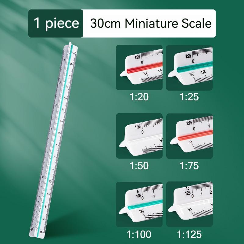 30cm Plastic Triangular Scale Small/Large Size Multi-Purpose Architect Engineer Technical Ruler Three-Edge Drafting Scale Ruler