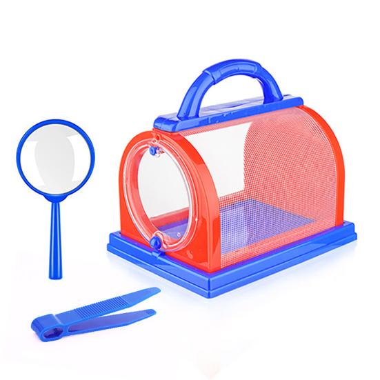 

1 комплект коробки для перегляду тварин з пінцетом, збільшувальною сіткою, портативною ручкою, природою, дітьми, дослідження на свіжому повітрі. Малий синій