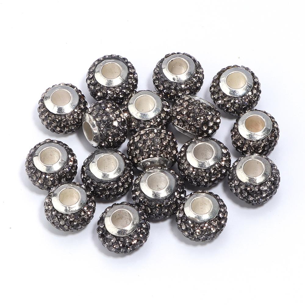 10Pcs/Lot Rhinestone Crystal Shambhala Ball Beads Colorful Polymer Clay Beads Big Hole Loose Spacer Beads For Jewelry Making