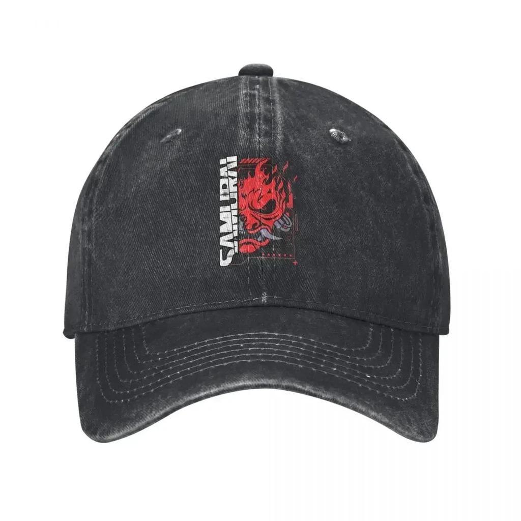 Samurai Rock Band Game Baseball Cap Vintage Denim Washed Cyber Japanese Punk Gaming Snapback Hat Unisex Women Outdoor Workouts Hats