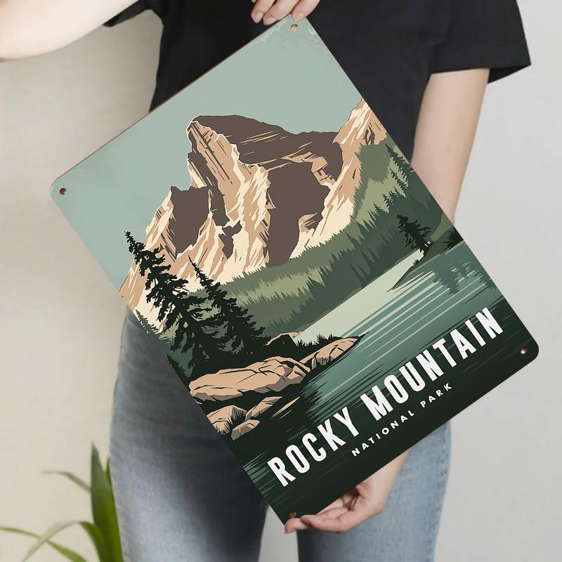 Rocky Mountain National Park Vintage Metal Wall Art Retro Landscape Decor for Home Office Cabin 20x30cm（7.8x11.8inch）