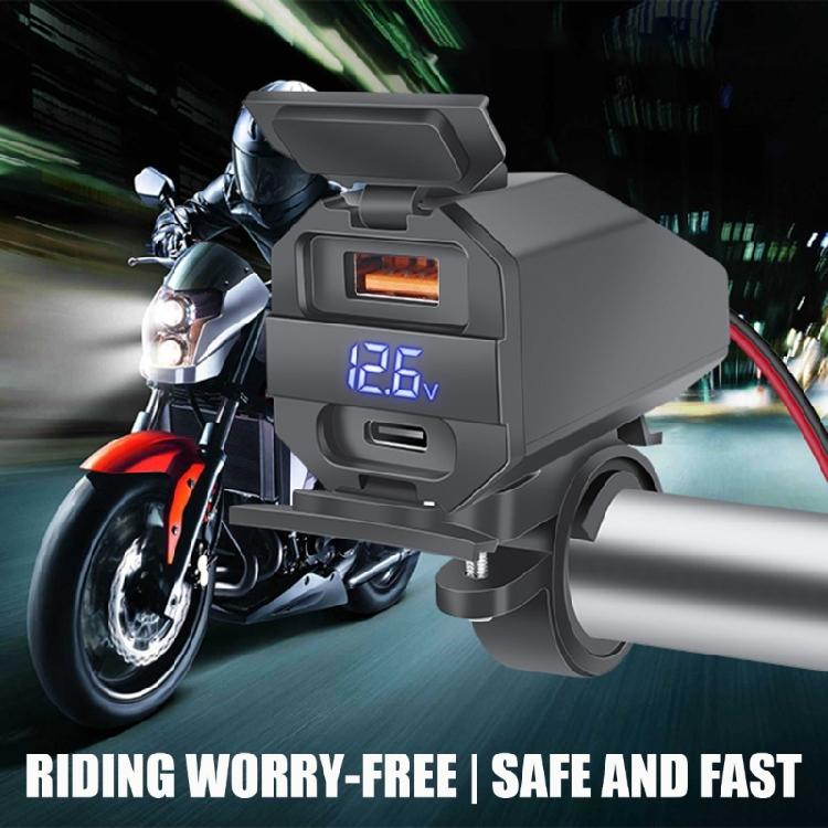 Motorrad-Telefon-Steckdose mit Direktkabel, abgedecktem Anschluss und USB-Ausgang für Pendelfahrten, lange Fahrten und den täglichen Gerätezugang