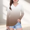 Womens V-Neck Long Sleeve Loose Fit T-Shirt With Polka Dot Print Casual Oversized Top Daily Wear