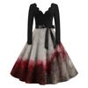 Women's Casual Fashion Halloween Printed V-Neck Vintage Dress