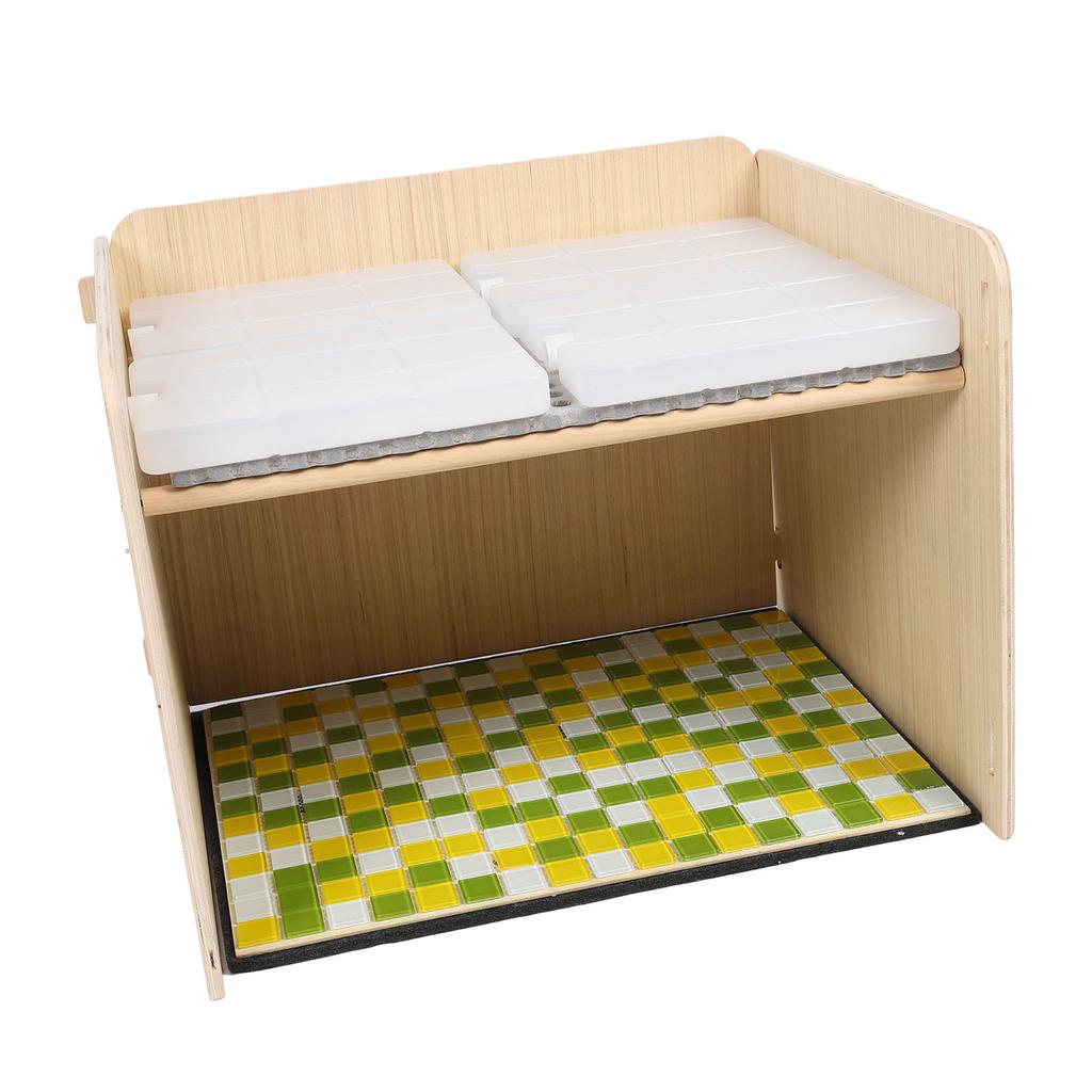 Cooling Cat House Wooden LCD Temperature Display Outside Feral Cat Shelter with Crystal Ice Mat for