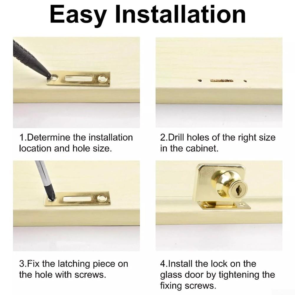 Gold Display Case Wine Cellar Glass Door Lock Latch