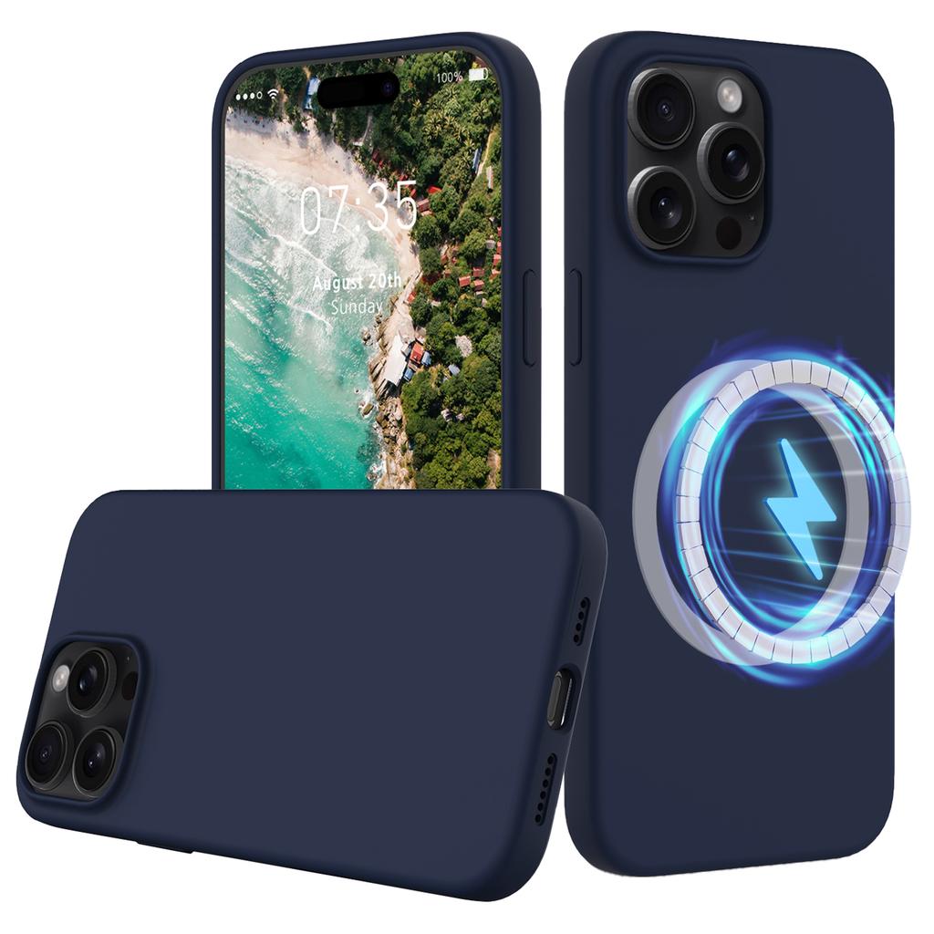 For iPhone 16 Pro Magnetic Case Shockproof Liquid Silicone Phone Cover