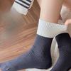 Striped Socks, Women's Pile Socks, Warm Cashmere Socks for Autumn and Winter, Mid-calf Socks, School Style, Versatile Long Socks