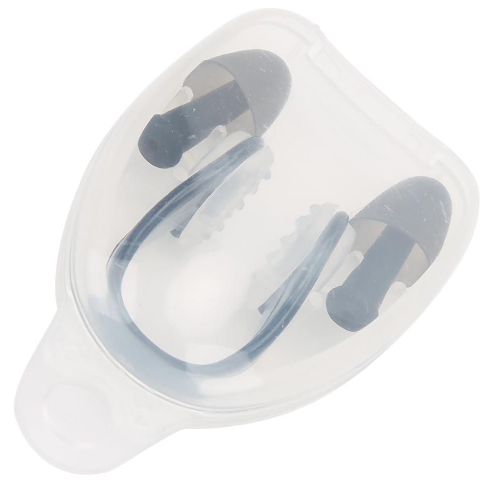 Soft Silicone PC Swimming Ear Plugs Nose Clip Set for Waterproof Surfing Diving SportsBlack