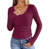 2026 New Women's Versatile Solid Color V-Neck Fashion Slim Fit Long Sleeve T-Shirt