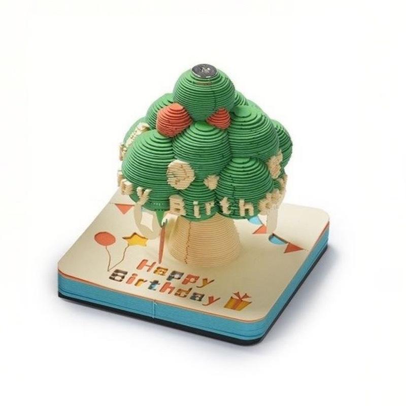 

3D Paper Sculpture Wish Tree Tear-off Calendar - Artistic Handmade Desk Art, Creative Gift & High-Value Stationery