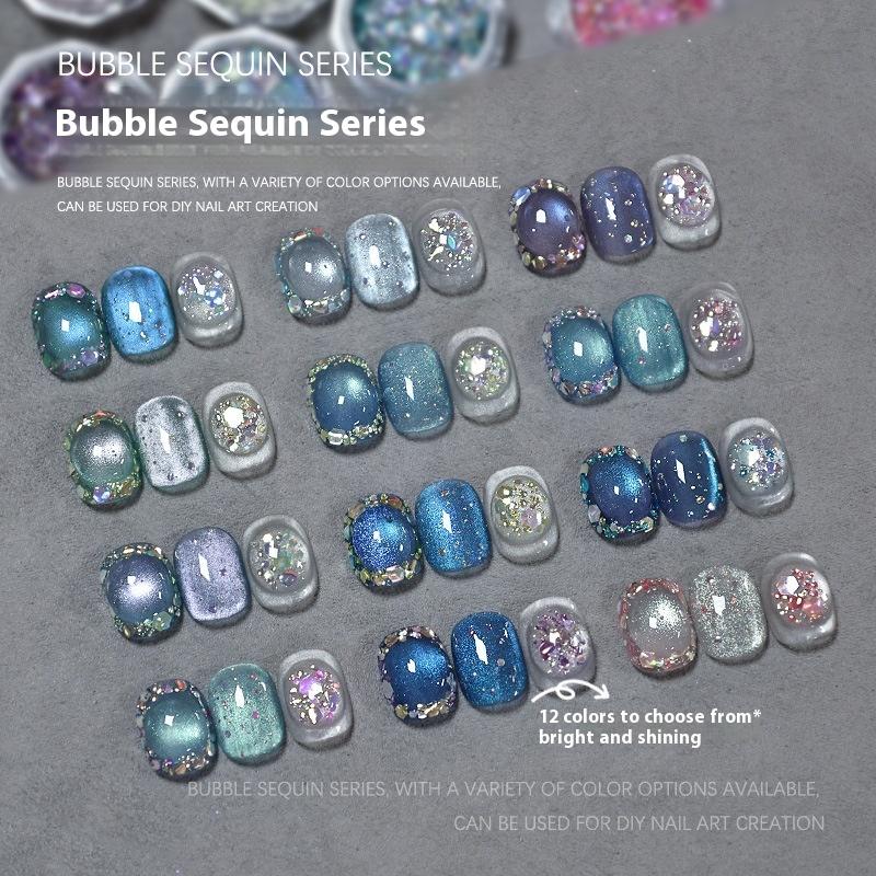 1Jar Bubble Nail Glitter Coarse Fine Mixed Large Glitter Irregular Hexagonal Sequin Diy Nail Jewelry Decoration Material