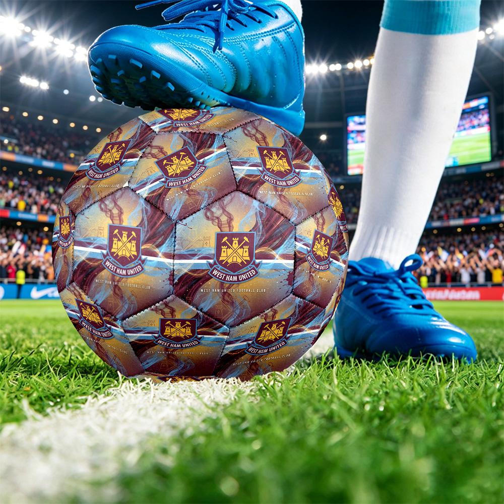 West Ham United FootballPrinted Size 5 Soccer Bootball, Anti Slip Adult Match Football Souvenir for Football Fans