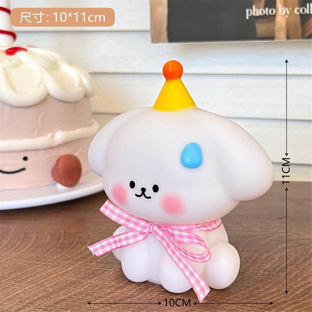 

Night Button Lamp Cell Powered Cartoon Cute Dog Shaped Atmosphere Lights Ribbon Blue
